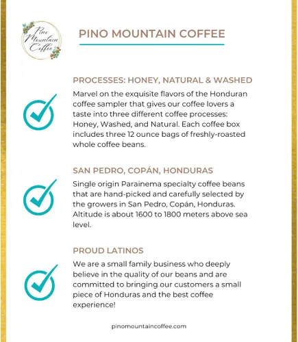 Vista 5 de Pino Mountain Coffee Granos de café tostados de alto suelo especial hondureño Pareinema, granos enteros de tostado medio Origen único 12
