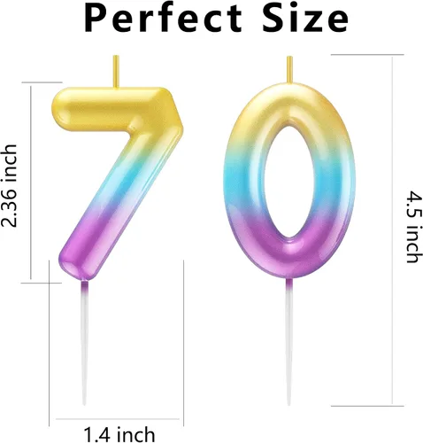 Vista 156 de Velas de número 9 arcoíris con número 3D para decoración de fiesta de pastel de cumpleaños, suministros de celebración de aniversario de boda