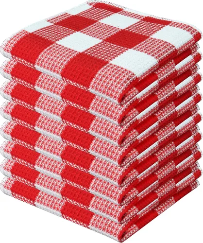 Vista 24 de PurpleEssences Trapos de cocina a cuadros con tejido de gofre, 100% algodón, 12 x 12 pulgadas, suaves, absorbentes, de secado rápido, trapos