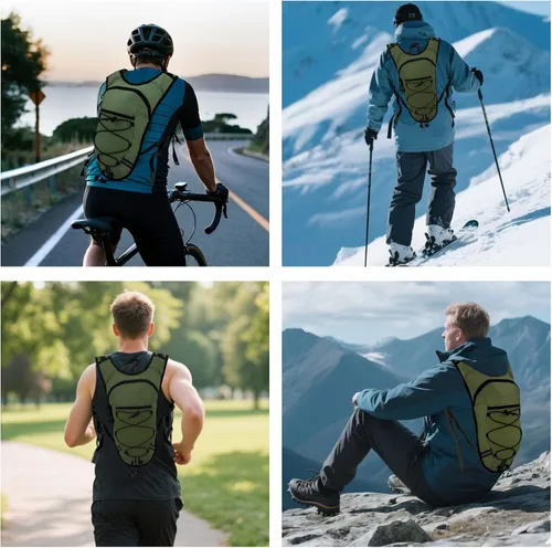 Vista 6 de Mochila de Hidratación Ligera con Depósito de Agua de 2L para Correr, Ciclismo, Senderismo – Mochila de Agua Antirrobo con Soporte para Teléfono