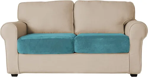 Vista 10 de Funda de cojín de terciopelo elástico para sofá, funda de cojín de felpa negra, súper suave, acogedora, lavable, protector de asiento de silla