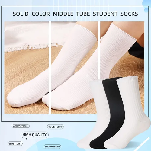 Vista 14 de Eyean Calcetines deportivos para niños y niñas, de algodón, uniformes escolares, casuales, básicos, 6 pares