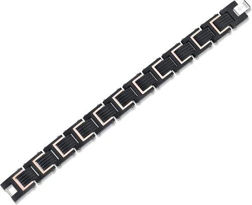 Vista 2 de Spartan Pulsera para hombre en acero inoxidable disponible con circonita cúbica y fibra de carbono dos tonos chapado en oro rosa plomizo o negro