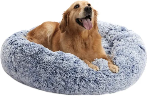 Vista 9 de Bedfolks Cama calmante en forma de dona, camas redondas y esponjosas de 23 pulgadas para perros pequeños, lavable a máquina, antiansiedad, cama