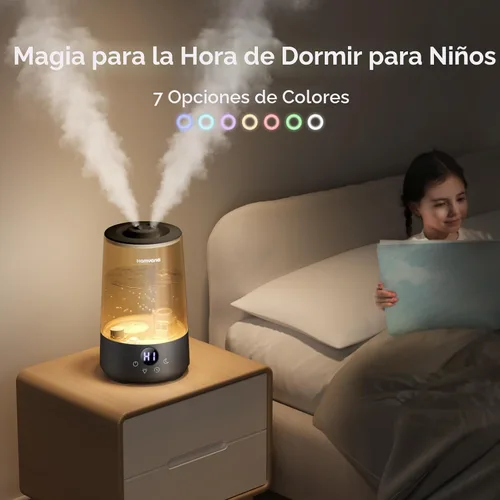 Vista 6 de Homvana Humidificadores para dormitorio y hogar, 3.6 L de llenado superior de niebla fría 34 horas de tiempo súper largo, silencioso 23 dB