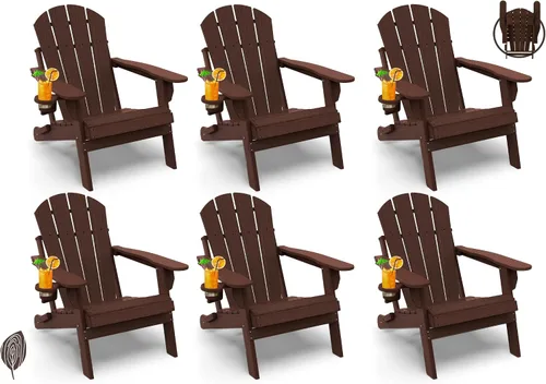 Vista 12 de GREENVINES Silla Plegable Adirondack Plástico HDPE Sillas para Fogata Todo Tiempo Portavasos Ártico para Terraza Patio Trasero Patio