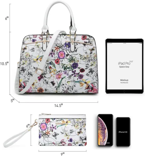 Vista 4 de Dasein - Juego de bolso y monedero para mujer, set de 2 piezas con 3 compartimentos, bolso con asa superior y correa para el hombro