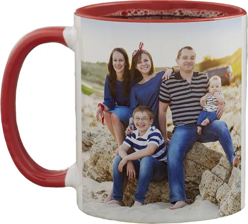 Vista 3 de Personalization Universe Taza de café personalizada con foto familiar de 11 oz.- Negro