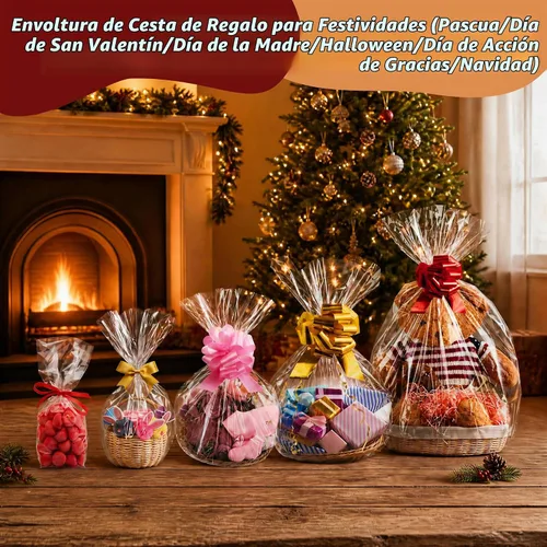 Vista 9 de Wowfit Bolsas de celofán, 10 unidades de 9x20 pulgadas Bolsas de celofán transparentes perfectas para regalos, presentes, botellas de vino