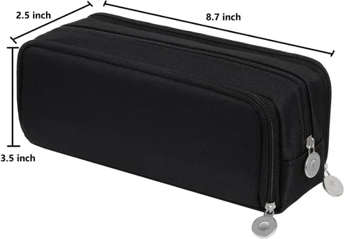 Vista 8 de Chelory Estuche para lápices de gran capacidad, bolsa de almacenamiento grande, bolsa de lápices de 3 compartimentos para papelería, estuche