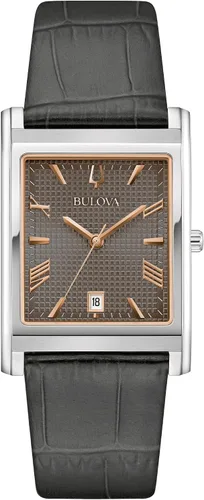 Vista 5 de Bulova Men's Classic Sutton 3-Hand Calendar Quartz Leather Strap, Patterned Dial, Sapphire Crystal, 29 x 41mm Azul