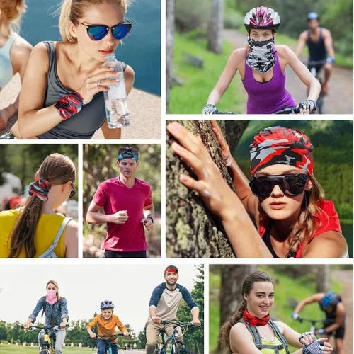 Vista 6 de 6 Pieces Sun UV Protection Face Mask Neck Gaiter Windproof Scarf Sunscreen Breathable Bandana Balaclava for Sport Outdoor