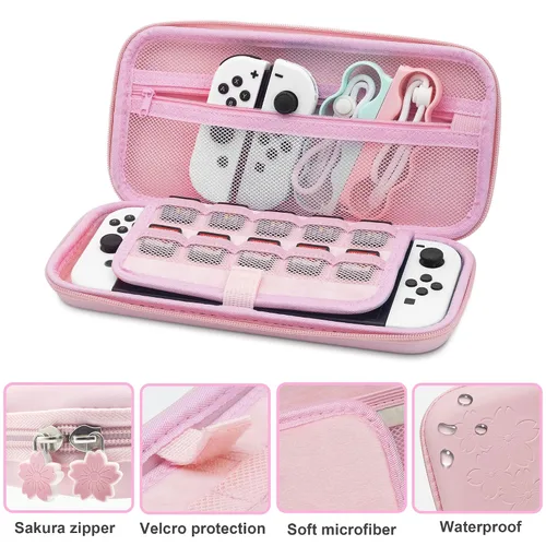 Vista 2 de BRHE Cute Travel Carrying Case for Nintendo Switch Switch OLED Accessories Kit with Hard Protective Cover, Glass Screen Protector, Ultra-Thin