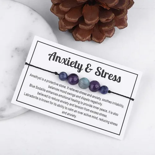 Vista 3 de Caiyao Pulsera de cristal curativo para mujeres y hombres, pulsera de cuentas de cristal curativo con ojo de tigre, amatista de 7 chakras, pulsera