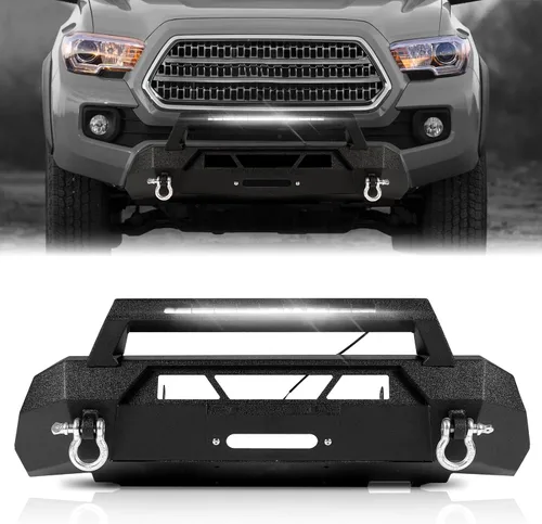 Vista 8 de Parachoques delantero y trasero todoterreno para Toyota Tacoma 2005-2015 Juego de parachoques de cabrestante resistente para Tacoma de 2ª