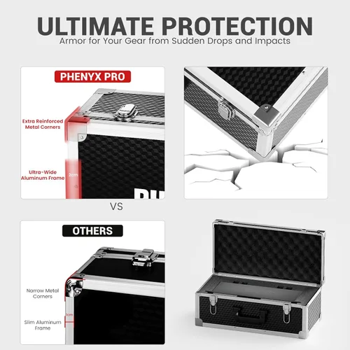 Vista 8 de Phenyx Pro Paquete de sistema de micrófono inalámbrico PTU-5000-4H con el estuche de transporte personalizable de tamaño extra grande