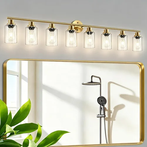 Vista 40 de Paquete de 2 luces de tocador de 1 luz, lámpara de baño de níquel cepillado con pantalla de vidrio blanco lechoso texturizado, accesorio