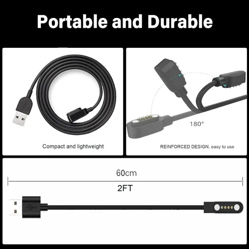 Vista 5 de Paquete de 2 cables de carga magnéticos de 4 pines para Sedzofan Y16B Kids Smart Watch Charger Cable de carga USB