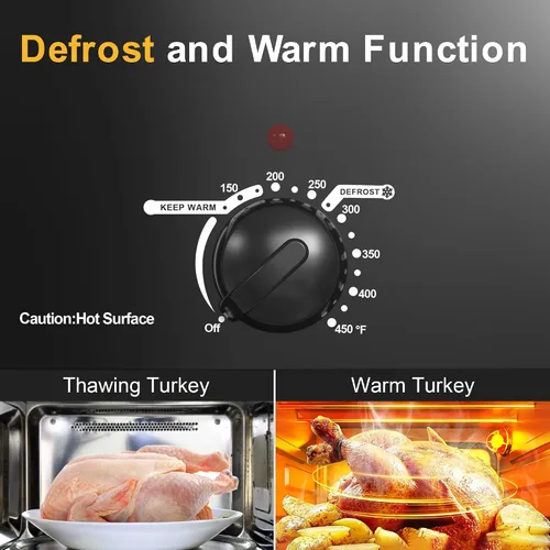 Vista 6 de Sunvivi Horno asador eléctrico de 18 cuartos de galón con tapa autohilvanada, horno asador de pavo bufé con bandeja extraíble, asas frías al tacto