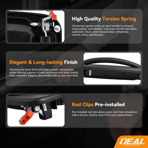 Vista 5 de DEAL AUTO ELECTRIC PARTS Manija de puerta exterior del lado derecho del pasajero delantero con kit de repuesto de orificio de cerradura, compatible