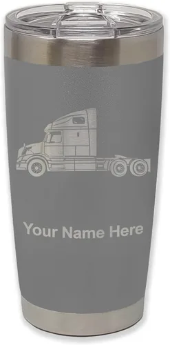 Vista 34 de LaserGram Taza aislada al vacío de 20 onzas, cabina de camión, grabado personalizado incluido (negro)