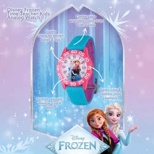 Vista 2 de Disney Frozen Watch Elsa and Anna for Kids 3-5 - Girls Frozen Watch with Purple Bezel - 3D Plastic Strap - Elsa & Anna Watches for Girls - Fun Toys