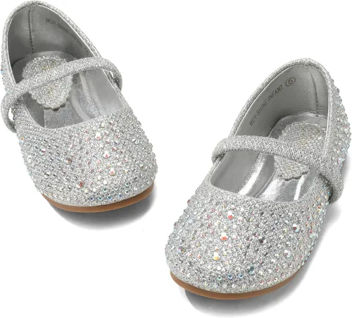 Vista 10 de DREAM PAIRS Zapatos planos Mary Jane con diamantes de imitación para niñas