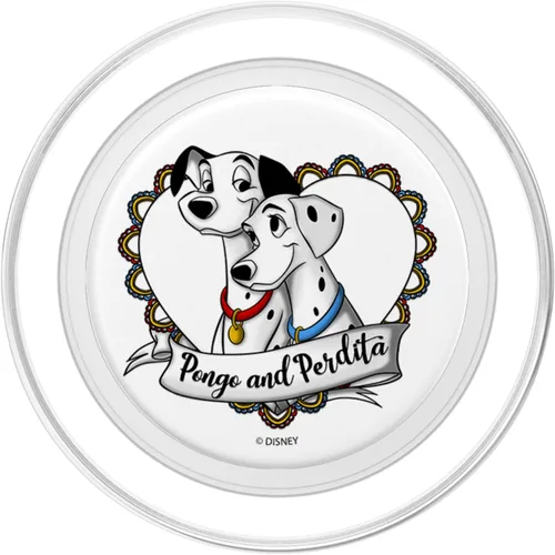 Vista 2 de Disney 101 Dálmatas Pongo y Perdita Retrato de Corazón PopSockets MagSafe PopGrip para iPhone