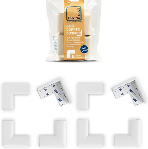 Vista 9 de Roving Cove HeftyFit - Protector de esquina para bebé (4 esquinas grandes), protectores de goma suave de espuma de goma para muebles, adhesivo 3M
