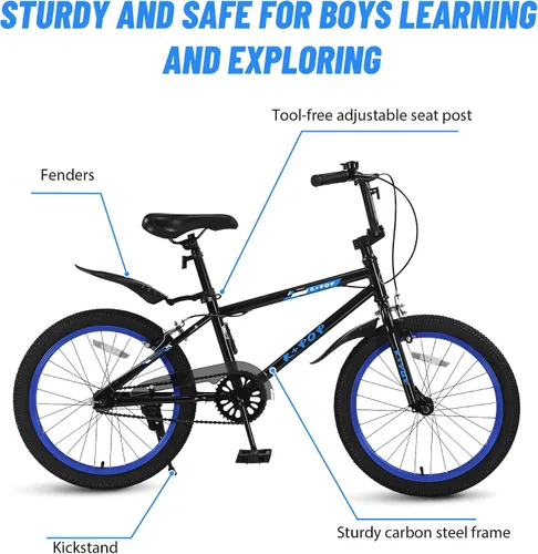 Vista 7 de Bicicleta infantil de 20 pulgadas para niños de 7 a 12 años, estilo BMX, bicicletas ligeras para niños, bicicletas para niños con frenos delanteros