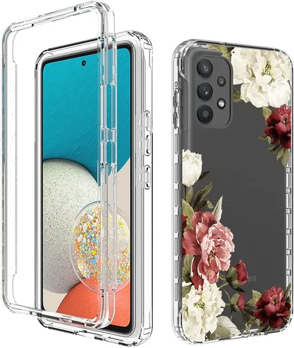Vista 6 de Funda de teléfono para Galaxy A53 5G, Samsung A53 5G SM-A536U con protector de pantalla de vidrio templado, funda protectora de cuerpo completo