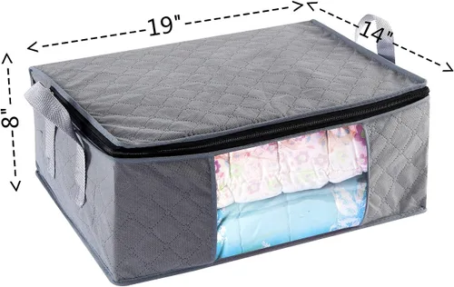 Vista 2 de G01 - bolsas de almacenamiento de tamaño rectangular para guardar ropa, 3 unidades, color gris