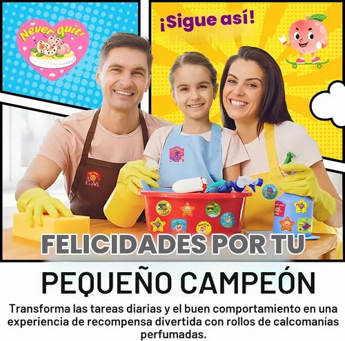 Vista 4 de HORIECHALY 3 Rollos de Calcomanías para Raspar y Oler para Niños, 600 Piezas de Calcomanías con Aroma, Calcomanías de Recompensa para Niños