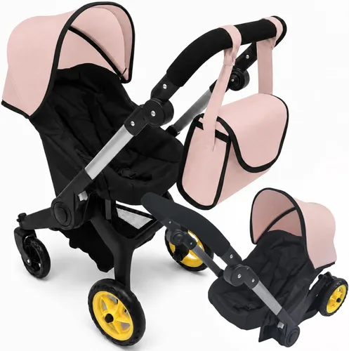 Vista 11 de Cochecito de coche de muñeca para bebé, cochecito convertible 2 en 1 y asiento de coche para niños, se adapta a muñecas de hasta 20 pulgadas