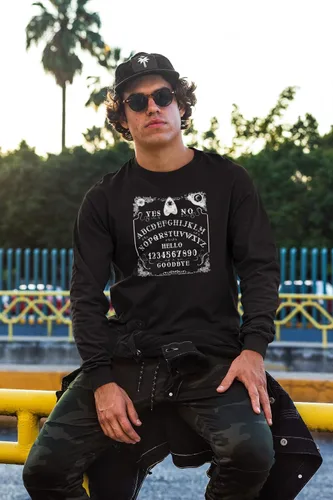 Vista 3 de Pop Threads Ouija Board Seance Spirit Board Long Sleeve Tshirt Tee T Shirt Men Girls Boys