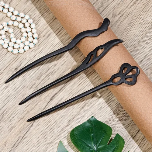 Vista 3 de 10 palillos de madera chinos japoneses para el cabello, palillos para el cabello