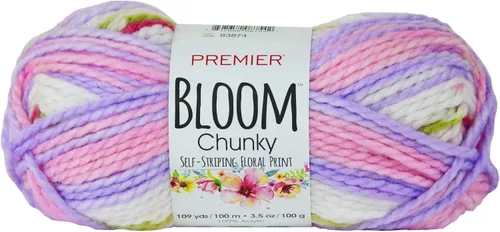 Vista 18 de Premier Yarns Bloom - Hilo grueso, hilo con patrón automático para ganchillo y tejer, Hydrangea, 3.5 oz, 109 yardas
