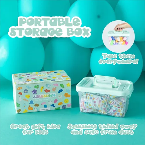 Vista 4 de BONNYCO Mochi Juguetes Squishy a Granel para Favores de Fiesta Infantil Paquete de 40. Rellenos para Bolsas de Dulces para Niños 3-5 4-8, Regalos