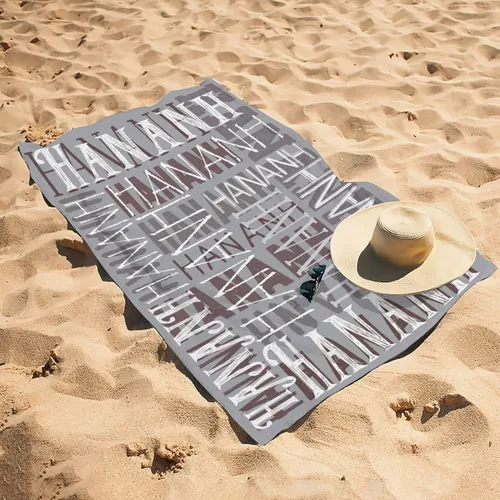 Vista 4 de Toalla de playa con nombre personalizado para adultos, niños, toalla de playa súper suave de secado rápido para niñas y niños, toalla de playa