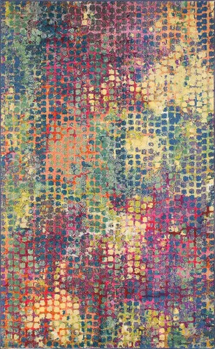 Vista 27 de Tapete Unique Loom colección Jardin para múltiples áreas, abstracta, vibrante, Polipropileno, Gris/Marrón