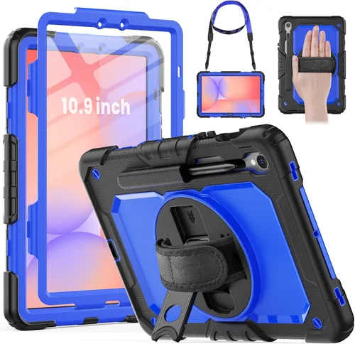 Vista 13 de HXCASEAC Funda para Samsung Galaxy Tab A9 de 8,7 pulgadas, protectora con protector de pantalla/correa de mano/soporte para bolígrafo, resistente a
