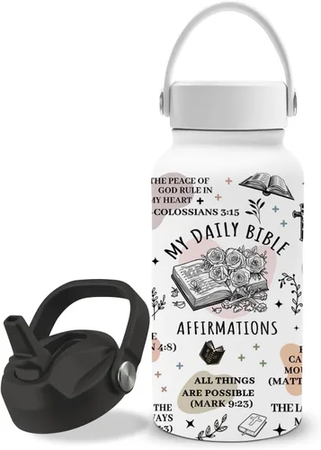 Vista 12 de Botella de agua de contabilidad de 25 onzas con tapa de popote y tapa de bebida directa, botellas de agua de acero inoxidable contables, botella
