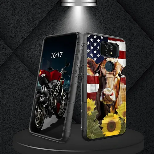 Vista 158 de Funda para AT&T Maestro Max 2021/Cricket Ovation 2 con protector de pantalla de vidrio templado, funda resistente con función atril integrada