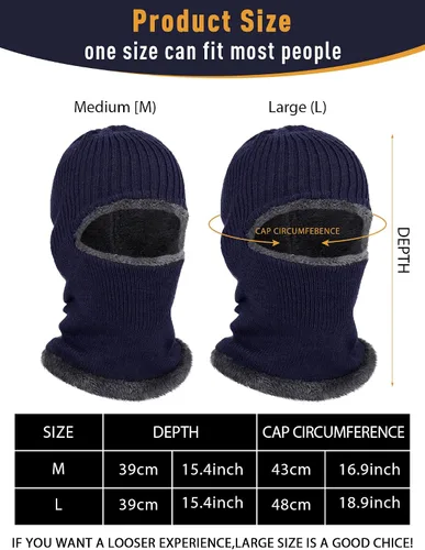 Vista 20 de Pasamontañas de punto calentador resistente al viento sombrero que cubre la cara para hombres mujeres forro polar deportes al aire libre