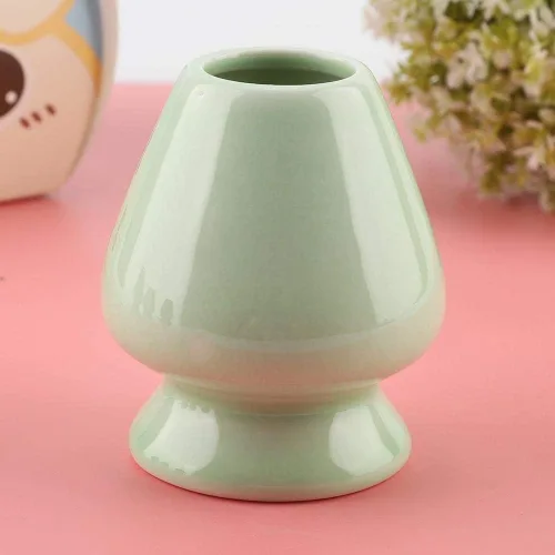 Vista 4 de Maxmartt Chasen - Soporte de cerámica para batidor de matcha de bambú, 1 unidad, accesorios de juego de té (verde)