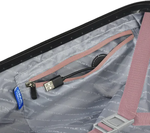 Vista 8 de U.S. Traveler Boren - Maleta de viaje de policarbonato resistente con 8 ruedas giratorias, asa de aluminio