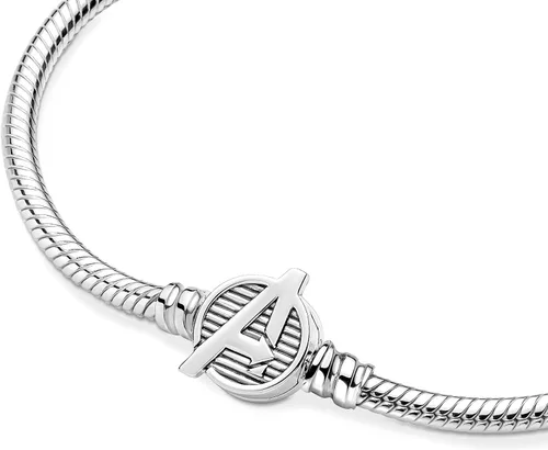 Vista 4 de PANDORA Moments Marvel The Avengers Logo Clasp Snake Chain Bracelet