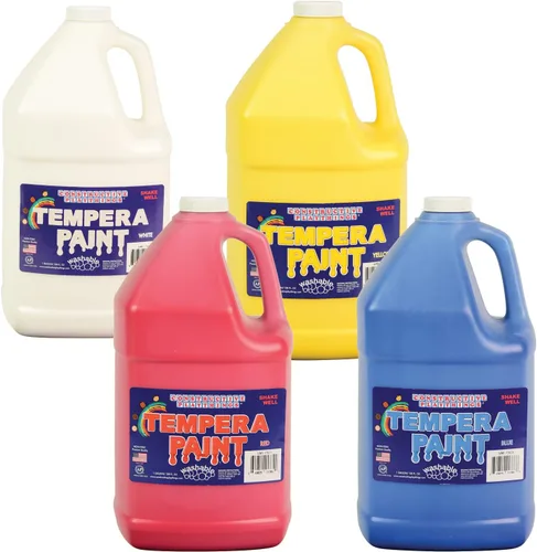 Vista 6 de Constructive Playthings - Galón de pintura de témpera lavable para niños y escuelas Suministros de pintura para el aula, 1 galón, azul