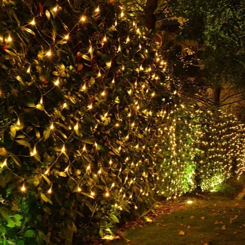 Vista 5 de kemooie 198 luces LED de red de Navidad, 9.8 pies x 6.6 pies, luces de malla enchufables, conectables, 8 modos de parpadeo, luces de cadena