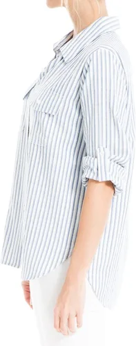 Vista 2 de Max Studio Camisa de hilo teñido con botones delanteros para mujer